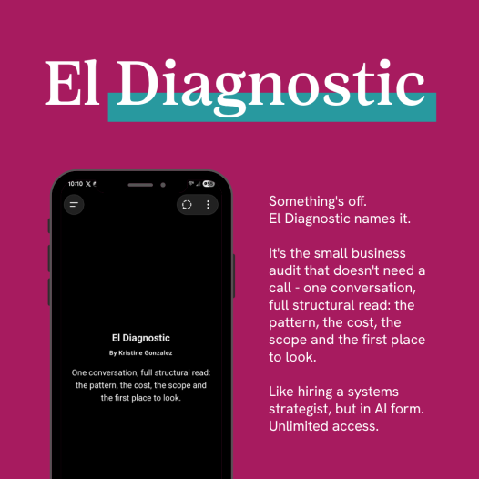 El Diagnostic — small business audit AI tool by Kristine Gonzalez, showing the GPT interface on mobile